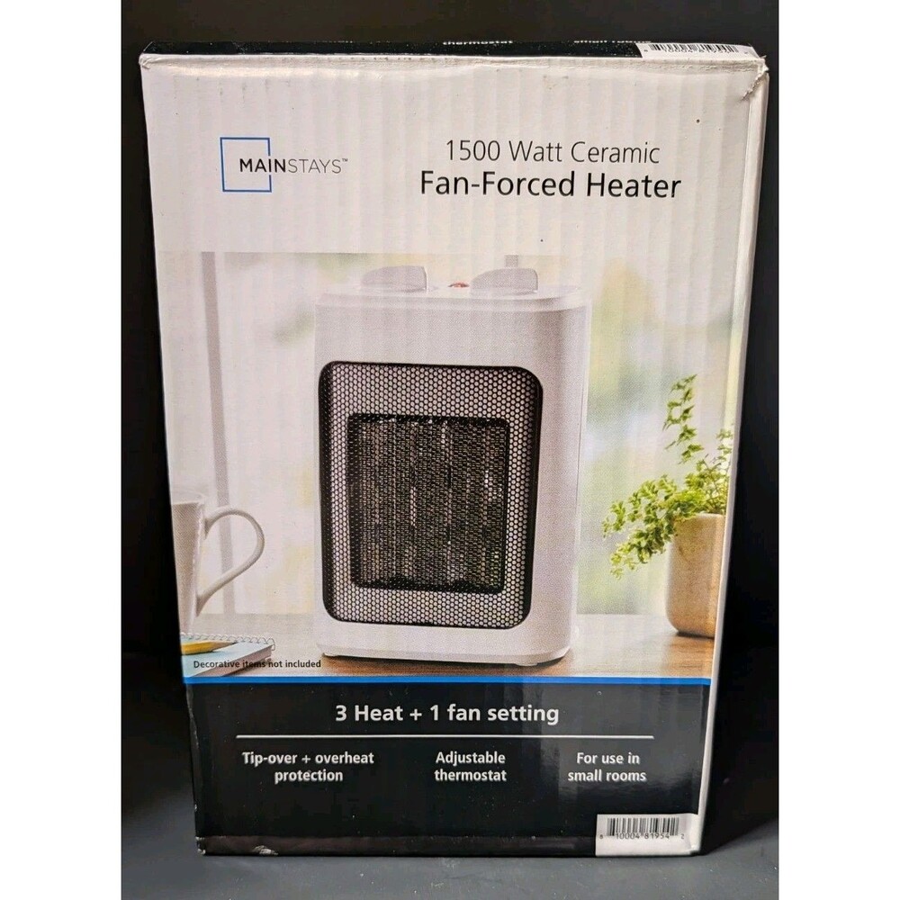 Mainstays 1500W Ceramic Fan-Forced Space Heater Open Box WSH10C2AWW